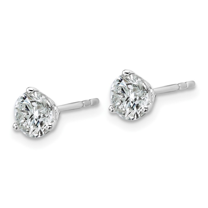 14k White Gold 1 3/4 ctw Lab Grown Diamond VS/SI+ G+ Round 3 Prong Heavy Wt. Stud Earrings