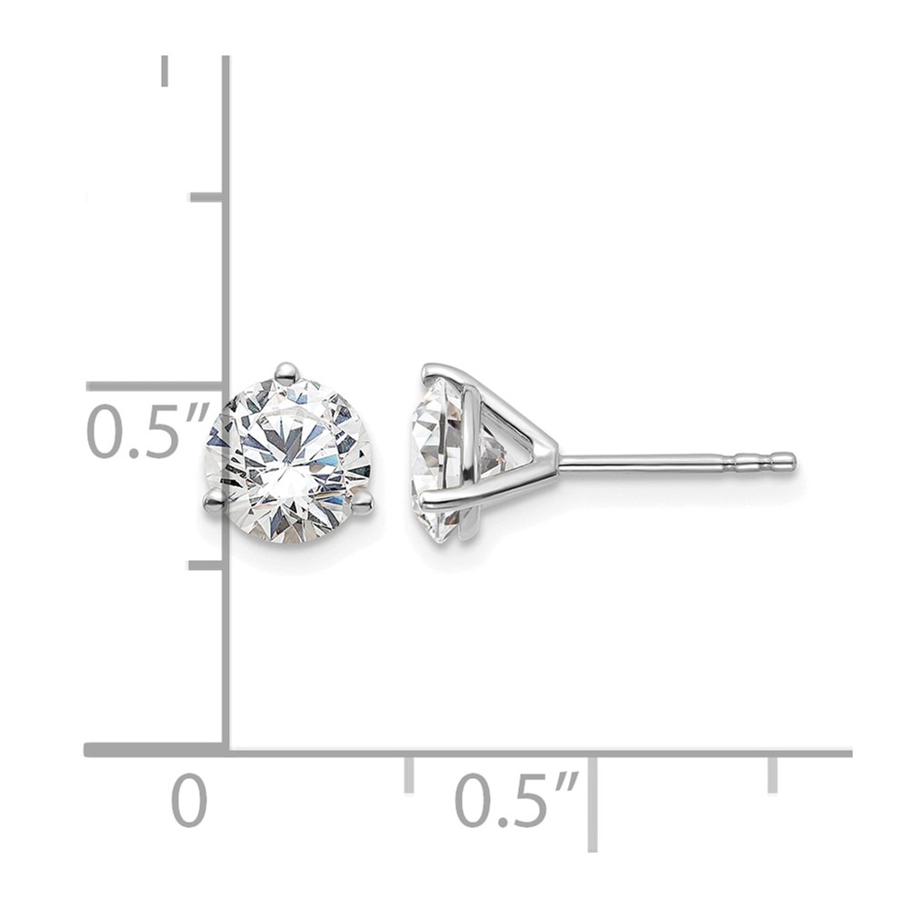 14k 1 1/2 carat Certified Lab Grown Diamond VS/SI+ G+ Round Complete Three Prong Screwback Stud Earrings (EM1007-150-WLG)