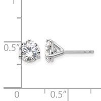 14K White Gold 1.50 Carat Lab Grown Diamond VS+ F+ Round Complete Three Prong Stud Earrings view 5