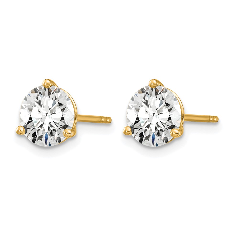 14k 1 3/4 carat Lab Grown Diamond VS+ F+ Round Three Prong Complete Stud Earrings (EM1007-175-LD)