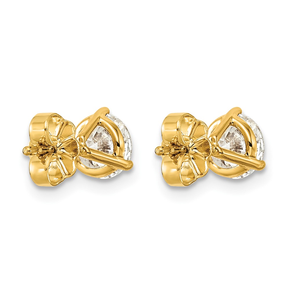 14k White Gold 1 1/2 carat Lab Grown Diamond VS+ F+ Round Complete Three Prong Stud Earrings (EM1007-150-LD)