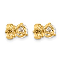 14K Yellow Gold 1.50 Carat Lab Grown Diamond VS+ F+ Round Complete Three Prong Stud Earrings view 4