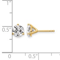 14K Yellow Gold 1.50 Carat Lab Grown Diamond VS+ F+ Round Complete Three Prong Stud Earrings view 5