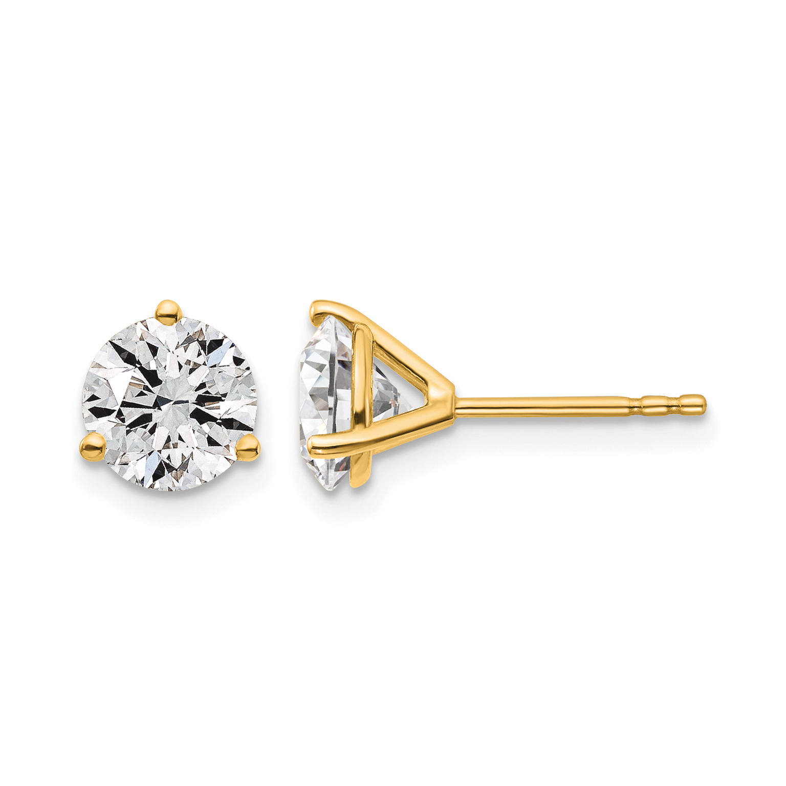 14k 1 3/4 carat Lab Grown Diamond VS+ F+ Round Three Prong Complete Stud Earrings (EM1007-175-LD)