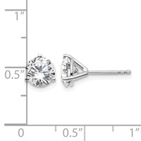 18K White Gold 2.50 Carat Lab Grown Diamond VS+ F+ Round Complete Three Prong Stud Earrings view 4