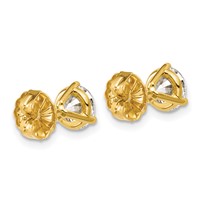 18K Yellow Gold 2.50 Carat Lab Grown Diamond VS+ F+ Round Complete Three Prong Stud Earrings view 3