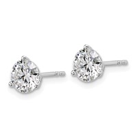 Platinum 2 Carat Lab Grown Diamond VS+ F+ Round Complete Three Prong Stud Earrings view 2