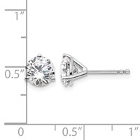 Platinum 2 Carat Lab Grown Diamond VS+ F+ Round Complete Three Prong Stud Earrings view 4
