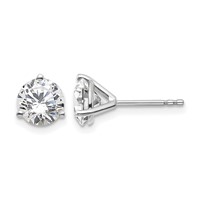 Platinum 2 Carat Lab Grown Diamond VS+ F+ Round Complete Three Prong Stud Earrings view 1