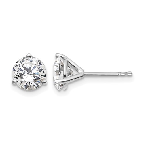 Platinum 2 Carat Lab Grown Diamond VS+ F+ Round Complete Three Prong Stud Earrings