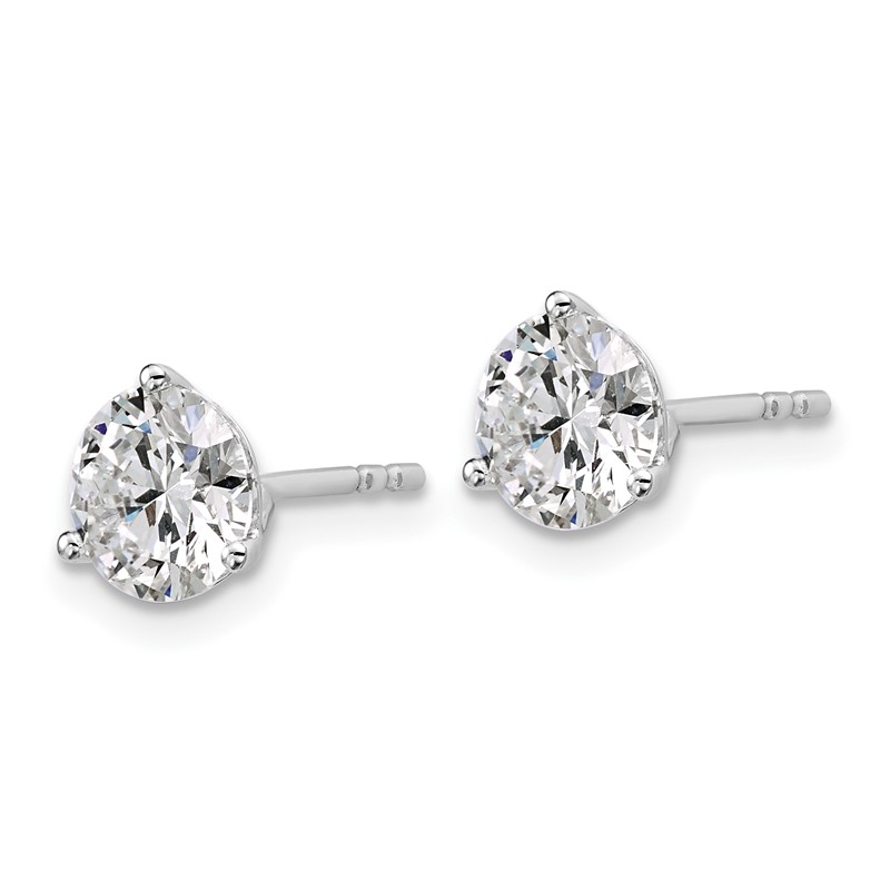 14k White Gold 2 ctw Certified Lab Grown Diamond VS+ F+ Round 3 Prong Heavy Wt. Stud Earrings
