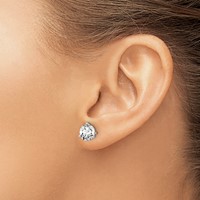14K White Gold 2 Carat Lab Grown Diamond VS+ F+ Round Complete Three Prong Stud Earrings view 3