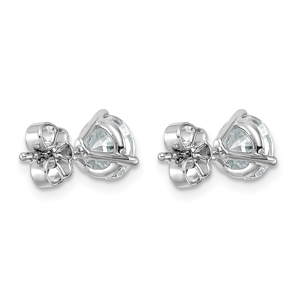 14k White Gold 2 carat Lab Grown Diamond VS+ F+ Round Complete Three Prong Stud Earrings (EM1007-200-WLD)