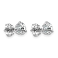 14K White Gold 2 Carat Lab Grown Diamond VS+ F+ Round Complete Three Prong Stud Earrings view 4
