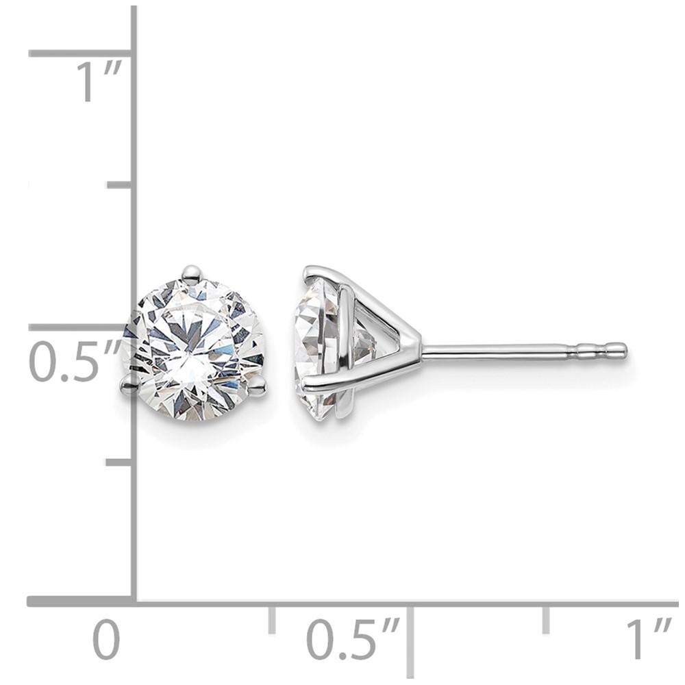 14k White Gold 2 carat Lab Grown Diamond VS+ F+ Round Complete Three Prong Stud Earrings (EM1007-200-WLD)