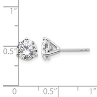 14K White Gold 2 Carat Lab Grown Diamond VS+ F+ Round Complete Three Prong Stud Earrings view 5