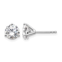 14K White Gold 2 Carat Lab Grown Diamond VS+ F+ Round Complete Three Prong Stud Earrings view 1