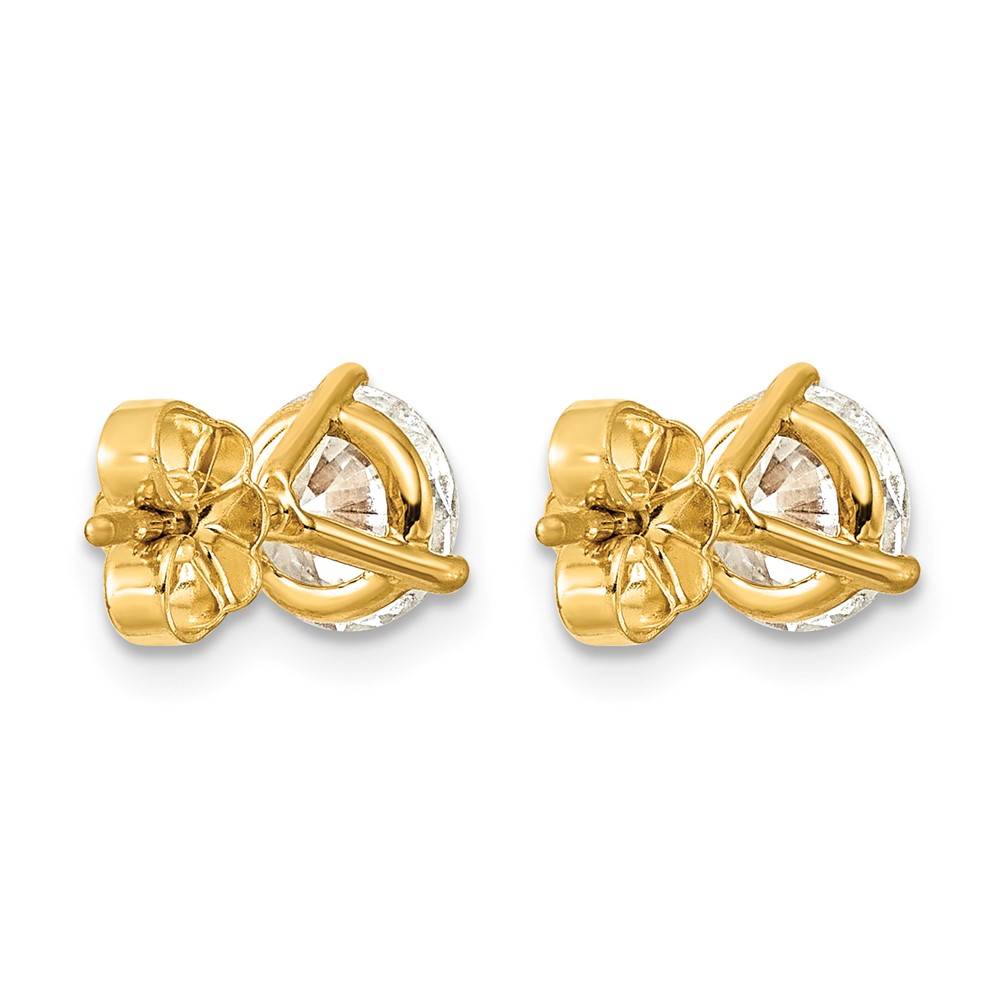 14k 2 carat Lab Grown Diamond VS+ F+ Round Complete Three Prong Stud Earrings (EM1007-200-LD)