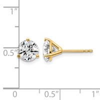 14K Yellow Gold 2 Carat Lab Grown Diamond VS SI+ G+ Round Complete Three Prong Stud Earrings view 5