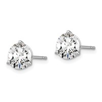 18K White Gold 3 Carat Lab Grown Diamond VS+ F+ Round Complete Three Prong Stud Earrings view 2