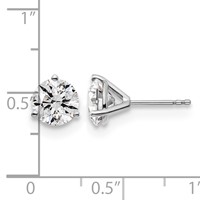 18K White Gold 3 Carat Lab Grown Diamond VS+ F+ Round Complete Three Prong Stud Earrings view 3