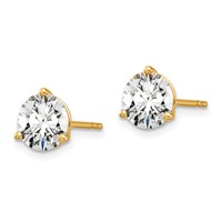 18K Yellow Gold 3 Carat Lab Grown Diamond VS+ F+ Round Complete Three Prong Stud Earrings view 2