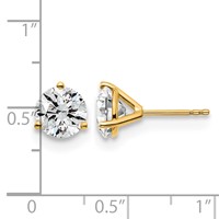 18K Yellow Gold 3 Carat Lab Grown Diamond VS+ F+ Round Complete Three Prong Stud Earrings view 3