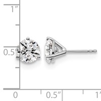 Platinum 3 Carat Certified Lab Grown Diamond VS+ F+ Round Complete Three Prong Stud Earrings view 3
