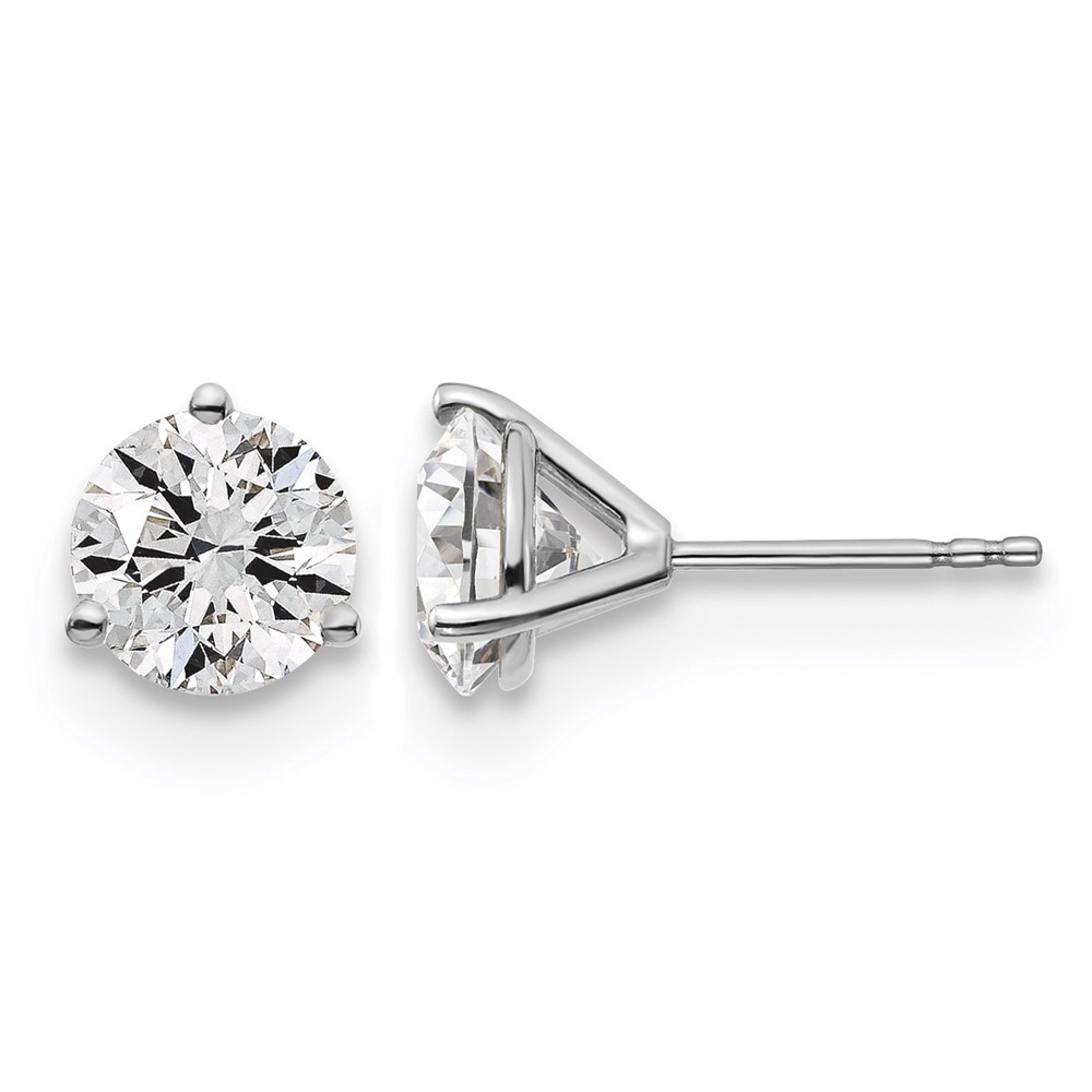 Platinum 3 Carat Certified Lab Grown Diamond VS+ F+ Round Complete Three Prong Stud Earrings