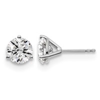 Platinum 3 Carat Certified Lab Grown Diamond VS+ F+ Round Complete Three Prong Stud Earrings view 1