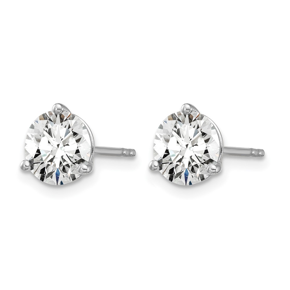 14k White Gold 3 carat Certified Lab Grown Diamond VS+ F+ Round Complete Three Prong Stud Earrings (EM1007-300C-WLD)