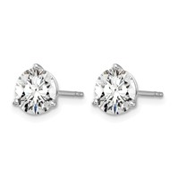 14K White Gold 3 Carat Lab Grown Diamond VS+ F+ Round Complete Three Prong Stud Earrings view 2