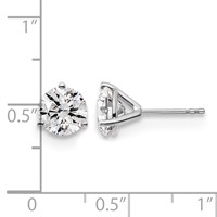 14K White Gold 3 Carat Lab Grown Diamond VS+ F+ Round Complete Three Prong Stud Earrings view 4