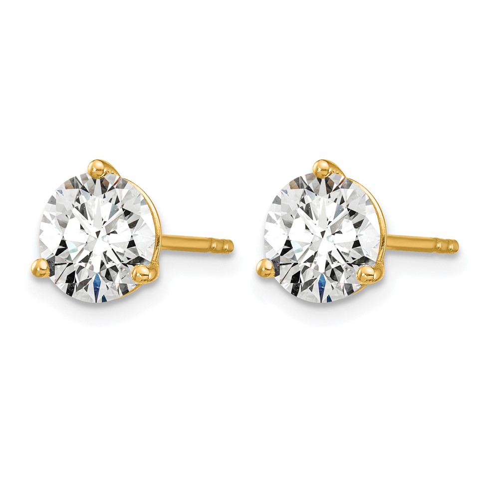 14k 3 carat Lab Grown Diamond VS/SI+ G+ Round Complete Three Prong Stud Earrings (EM1007-300-LG)