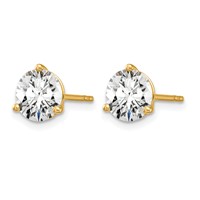 14K Yellow Gold 3 Carat Lab Grown Diamond VS+ F+ Round Complete Three Prong Stud Earrings view 2