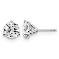 18K White Gold 4 Carat Certified Lab Grown Diamond VS+ F+ Round Complete Three Prong Stud Earrings view 1