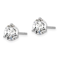 Platinum 4 Carat Lab Grown Diamond VS+ F+ Round Complete Three Prong Stud Earrings view 2