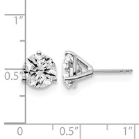 Platinum 4 Carat Lab Grown Diamond VS+ F+ Round Complete Three Prong Stud Earrings view 4