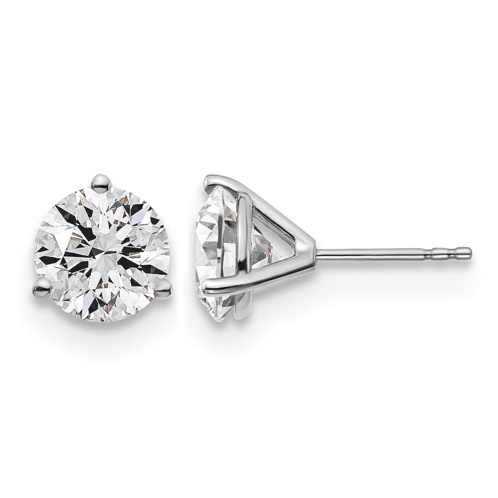 Platinum 4 Carat Lab Grown Diamond VS+ F+ Round Complete Three Prong Stud Earrings