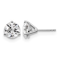 Platinum 4 Carat Lab Grown Diamond VS+ F+ Round Complete Three Prong Stud Earrings view 1