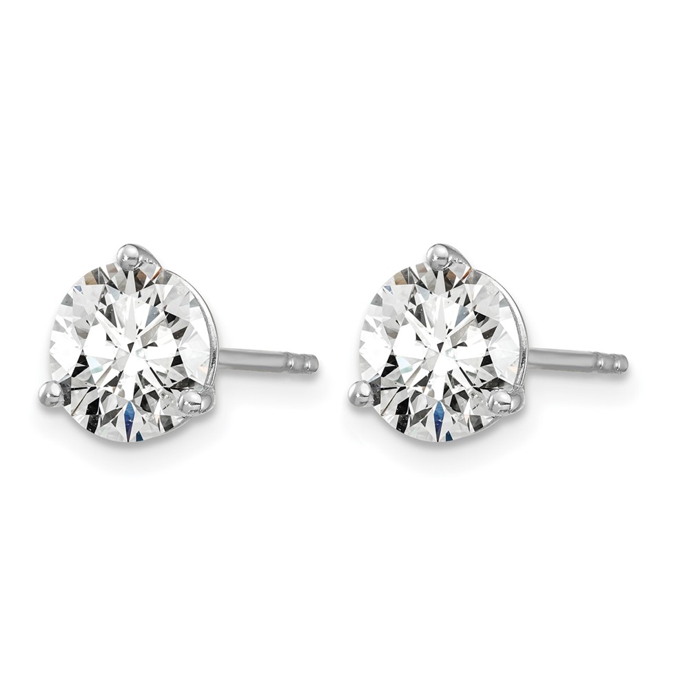 14k White Gold 4 carat Lab Grown Diamond VS+ F+ Round Complete Three Prong Stud Earrings (EM1007-400-WLD)