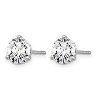 14K White Gold 4 Carat Lab Grown Diamond VS+ F+ Round Complete Three Prong Stud Earrings view 2