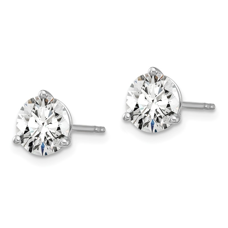 14k White Gold 4 ctw Lab Grown Diamond VS/SI+ G+ Round 3 Prong Heavy Wt. Stud Earrings