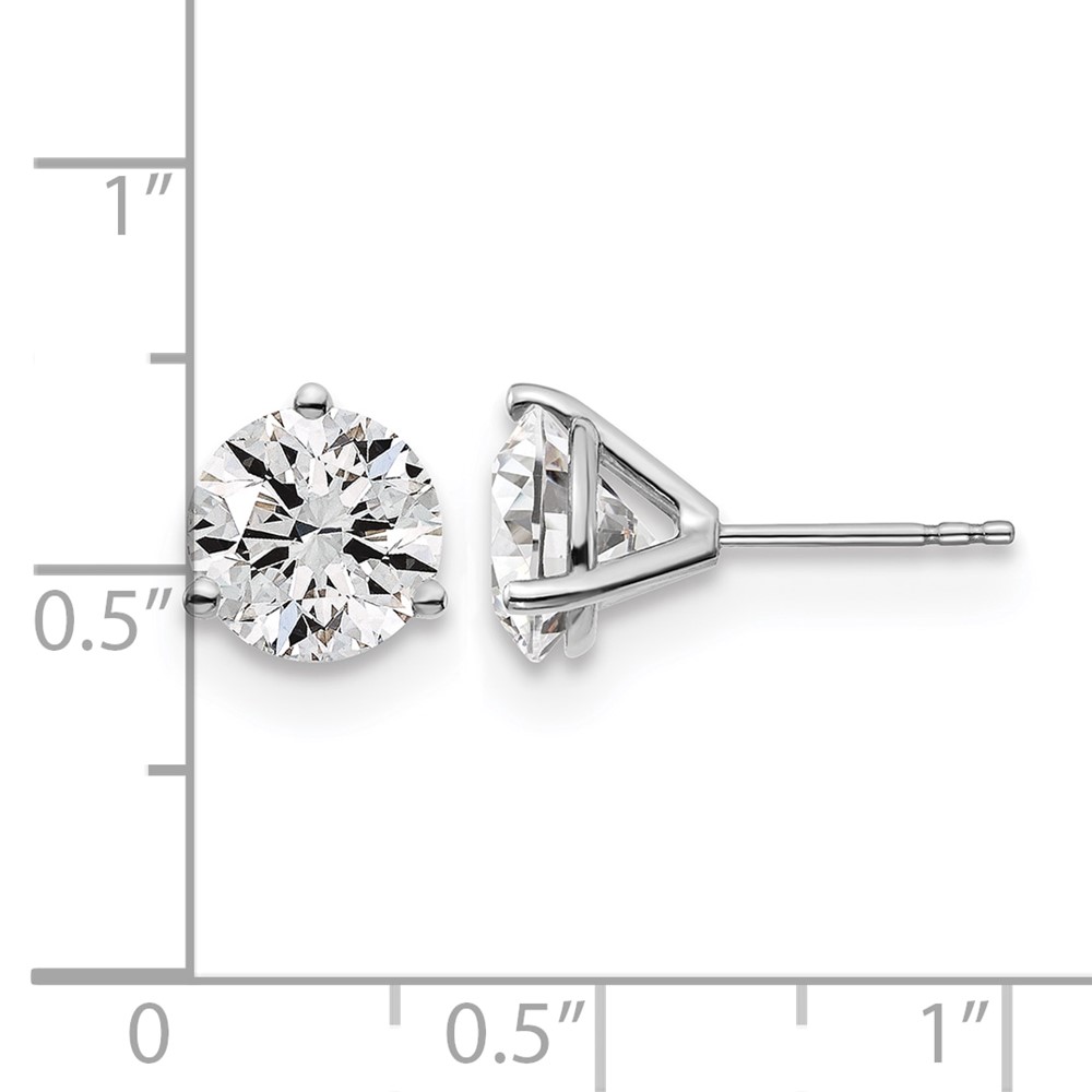 14k White Gold 4 carat Lab Grown Diamond VS+ F+ Round Complete Three Prong Stud Earrings (EM1007-400-WLD)