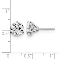 14K White Gold 4 Carat Lab Grown Diamond VS+ F+ Round Complete Three Prong Stud Earrings view 5