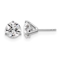 14K White Gold 4 Carat Lab Grown Diamond VS+ F+ Round Complete Three Prong Stud Earrings view 1