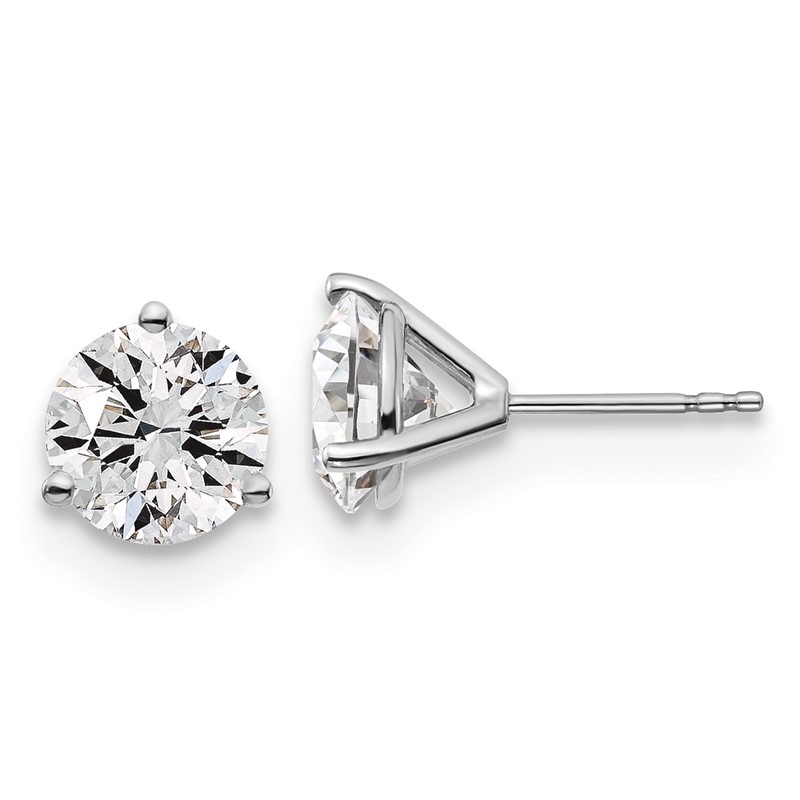 14k White Gold 4 ctw Lab Grown Diamond VS/SI+ G+ Round 3 Prong Heavy Wt. Stud Earrings
