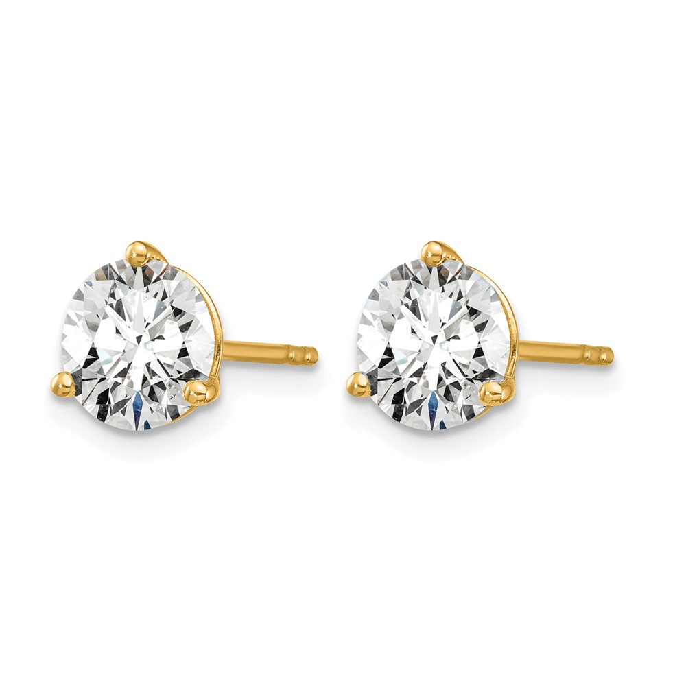 14k 4 carat Lab Grown Diamond VS/SI+ G+ Round Complete Three Prong Stud Earrings (EM1007-400-LG)