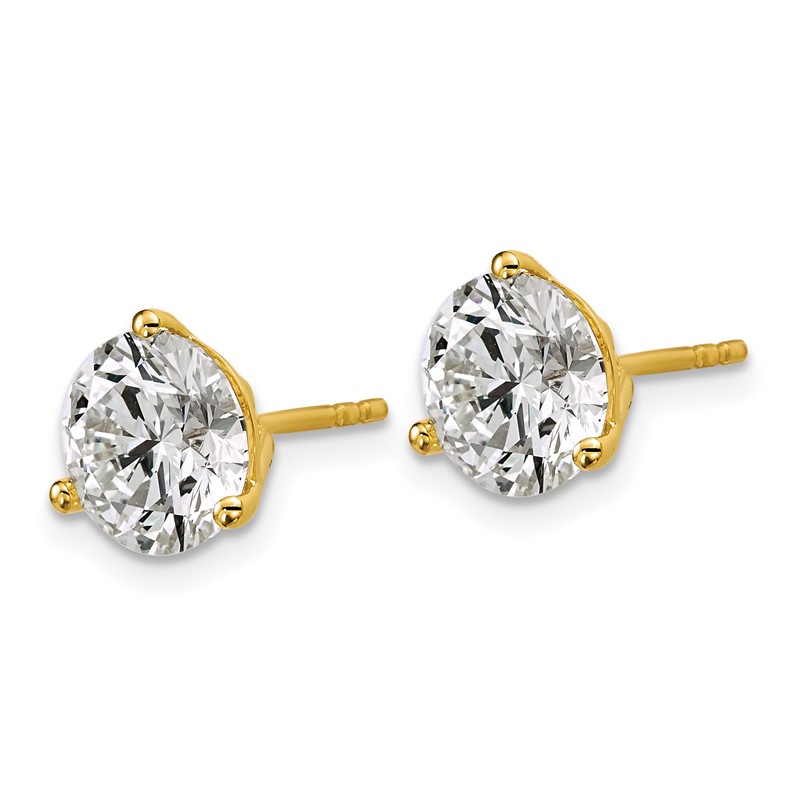 14k Yellow Gold 4 ctw Certified Lab Grown Diamond VS/SI+ G+ Round 3 Prong Heavy Wt. Stud Earrings