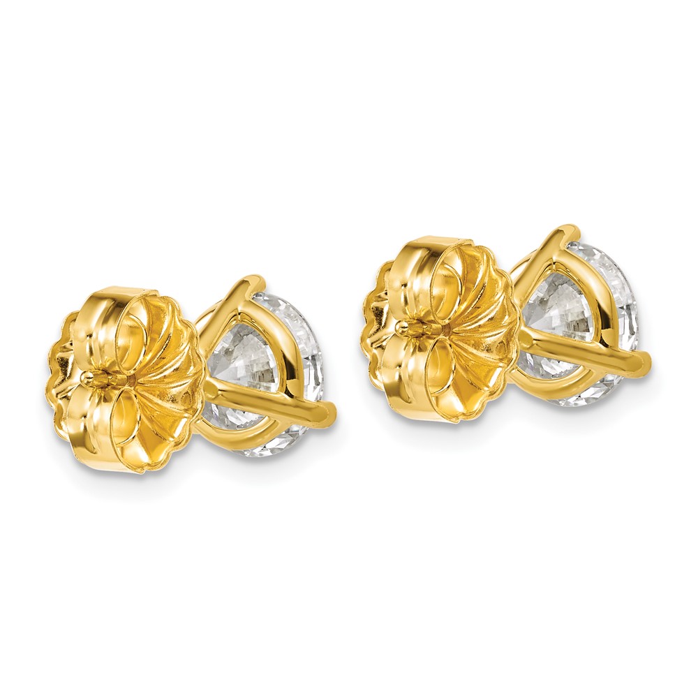 14k 4 carat Lab Grown Diamond VS/SI+ G+ Round Complete Three Prong Stud Earrings (EM1007-400-LG)